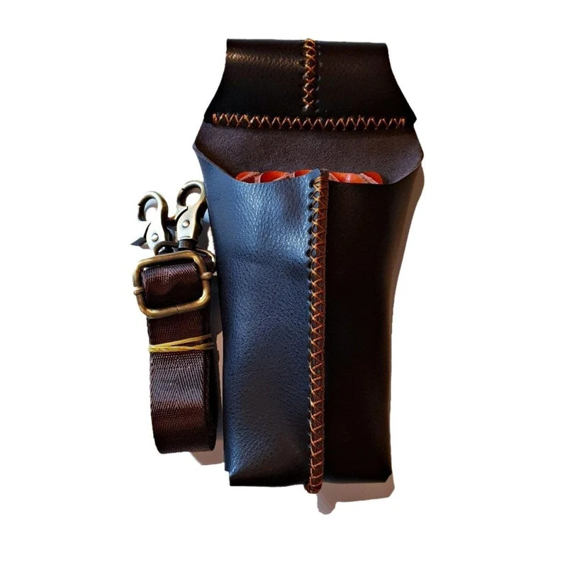 Fondina a forbice in pelle marrone scuro: protegge 4 forbici